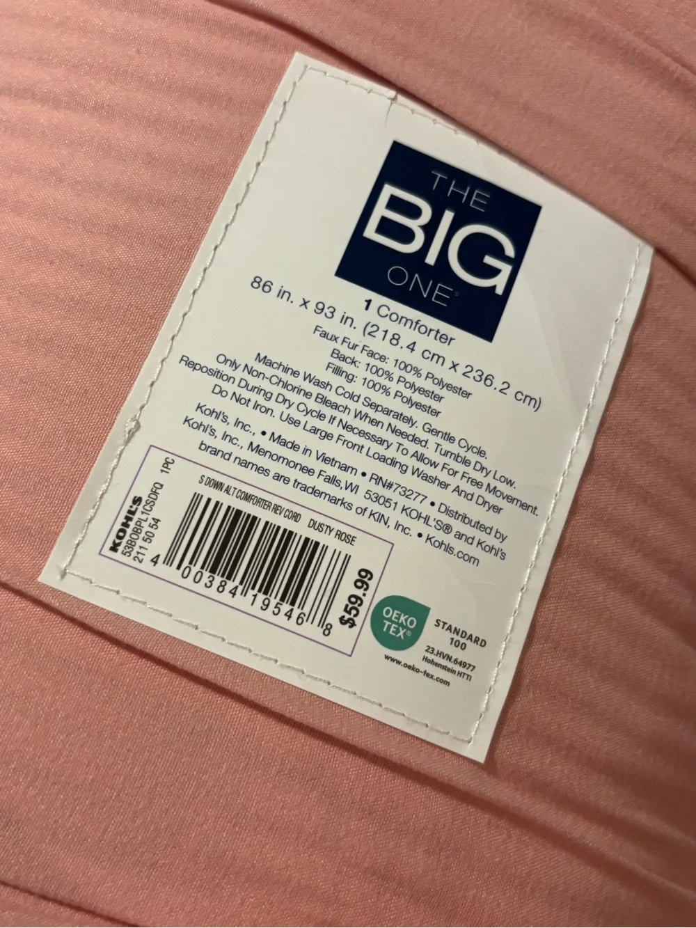 The Big One Reversible Plush Comforter - Blush